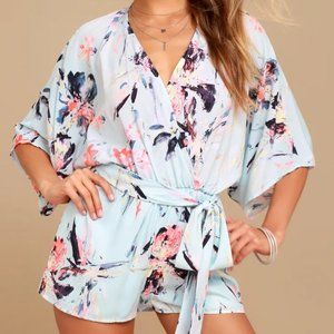 Paraiso Light Blue Print Romper - Size Small